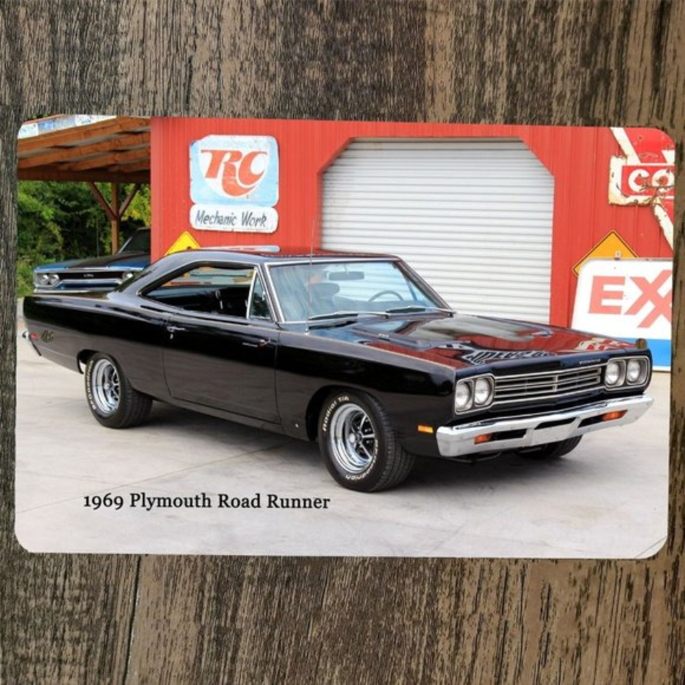 1969 Plymouth Road Runner Muscle Car 8x12 Metal Wall‎ Garage Sign Poster